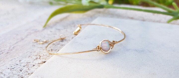 Etsy Ethiopian Opal Bracelet 14K Gold Filled Bracelet Tiny Bracelet Simple Dainty Bracelet Minimal Bracelet Cuff Bracelet Delicate