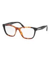 Thumbnail for your product : Prada Square Two-Tone Optical Frames, Brown/Gray