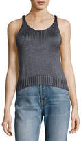 Thumbnail for your product : Vince Cable-Knit Silk Crop Tank Top