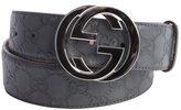 Thumbnail for your product : Gucci grey logo embossed rubberized leather GG buckle belt