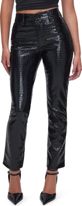 THE FRANKIE SHOP Bonnie croc-effect faux leather straight-leg pants