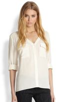 Thumbnail for your product : Alice + Olivia Donnie Silk Button-Front Blouse