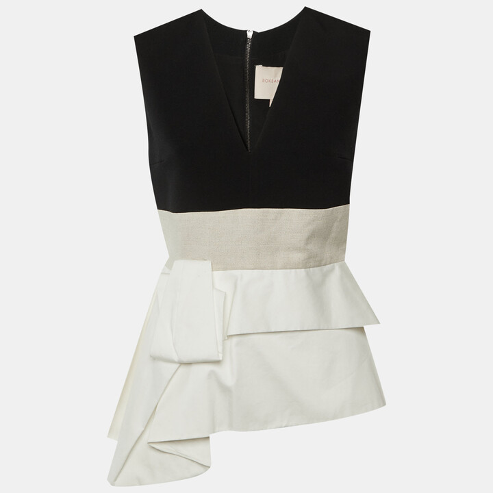 Roksanda Ilincic Roksanda Black Cotton & White Sleeveless Top M