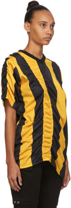 Martine Rose Yellow and Black Ruched Football T-Shirt