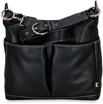 OiOi Hobo Leather Diaper Bag in Black