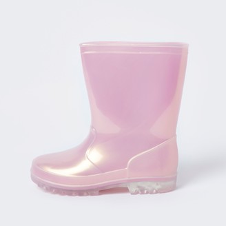 River Island Girls Pink glitter wellington boots