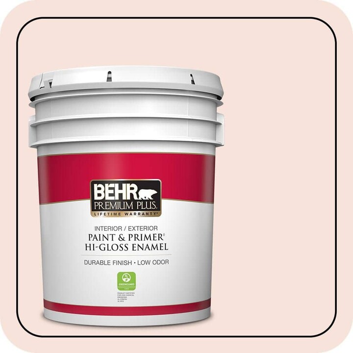 BEHR PREMIUM PLUS 5 gal. #210C-1 Angel Blush Hi-Gloss Enamel Interior/Exterior Paint & Primer