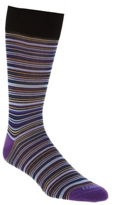 Lorenzo Uomo Men's Multistripe Crew Socks