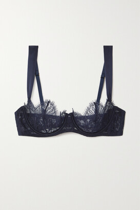 COCO DE MER Seraphine Leavers lace, tulle and satin soft-cup