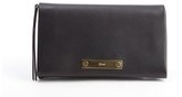 Thumbnail for your product : Chloé black leather logo plaque foldover wallet