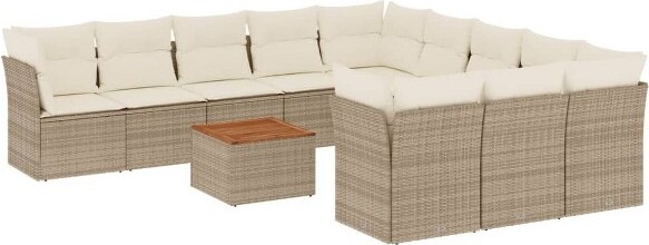 VidaXL vidaXLGardenSofaSetBlackPErattanLargeAdjustableFeet