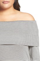 Thumbnail for your product : Three Dots Stripe Off the Shoulder Tee (Plus Size)