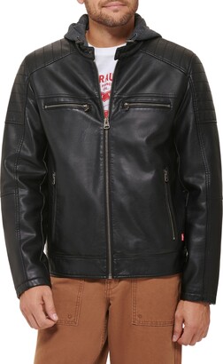Levi's Faux Leather Hooded Moto Racer Jacket - ShopStyle