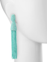 Thumbnail for your product : Oscar de la Renta Long Beaded Tassel Clip Earrings, Aquamarine