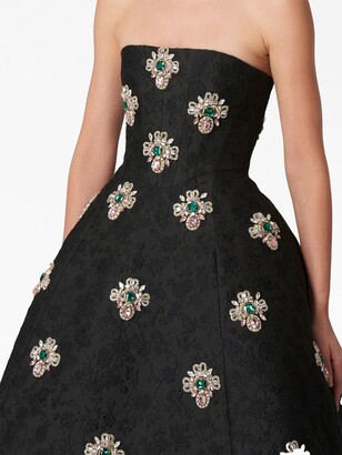 Carolina Herrera Crystal-Embellished Brocade-Effect Gown