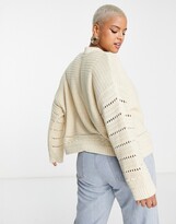 Thumbnail for your product : ASOS Curve ASOS DESIGN Curve edge-to-edge cardigan in crochet open stitch in cream