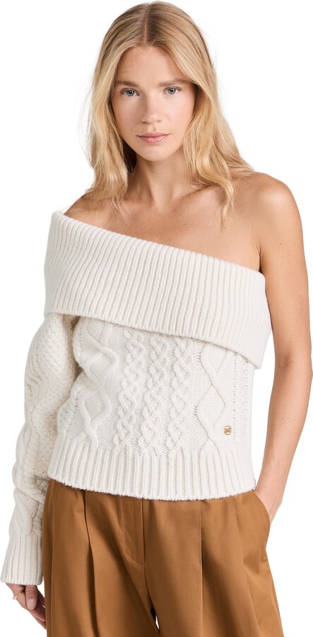 Recto One Shoulder Chunky Cable Knit Top