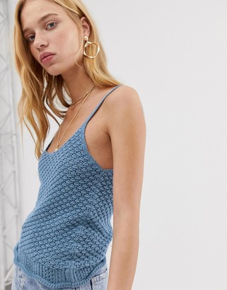 Stradivarius knitted cami in blue