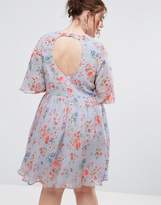 Thumbnail for your product : ASOS Curve Premium Pretty Skater Mini Dress With Sheer Fluro Floral Embroidery