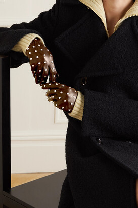 Bottega Veneta Studded Leather Gloves - Dark brown - 6.5