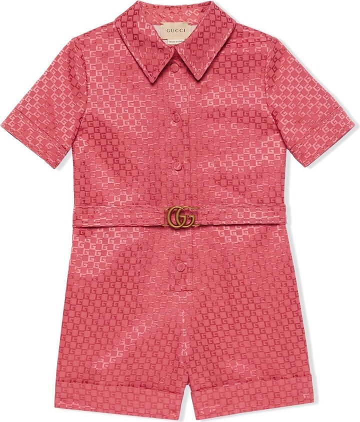 Gucci Children Pink Checked Sailor Collar Playsuit ShopStyle Girls
