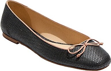 Jack Rogers Kenlyn Bow Detail Raffia Ballet Flats