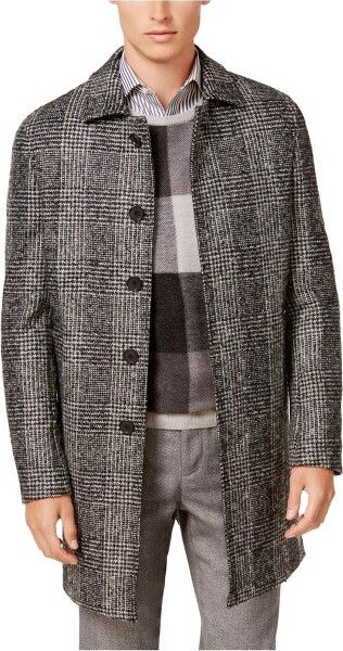 Ryan Seacrest RyanSeacrestMensPlaidOvercoatDressblkwht48