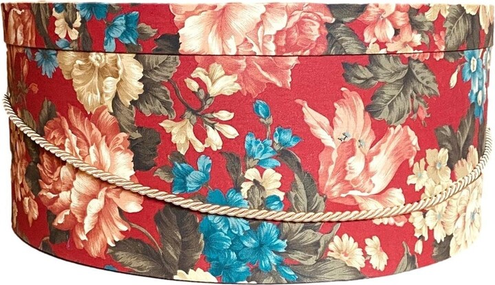 Etsy Extra Large 20"x9" Hat Box in Red, Blue, Green, Ecru Floral Fabric -  ShopStyle Girls' Bags