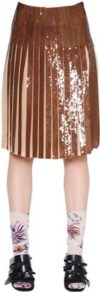 Emilio Pucci Pleated Sequins Georgette Skirt