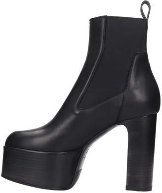 Rick Owens Elastic Kiss High Heels Ankle Boots In Black Leather