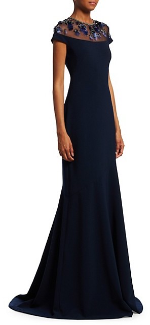 theia flutter sleeve mermaid gown