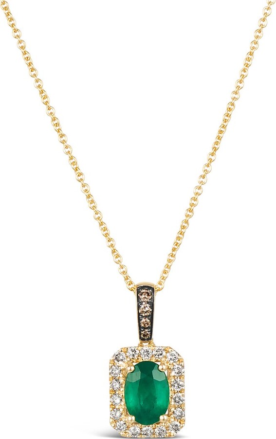 LeVian 14K 0.67 ct. tw. Diamond & New Emerald Pendant