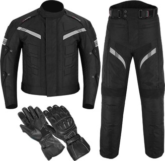 Profirst Global Mens Waterproof Motorcycle Suit 2 Piece Motorcycle Jacket And Trousers Corduroy Protective Clothing CE Tank Waterproof Clothing Suit, Orange