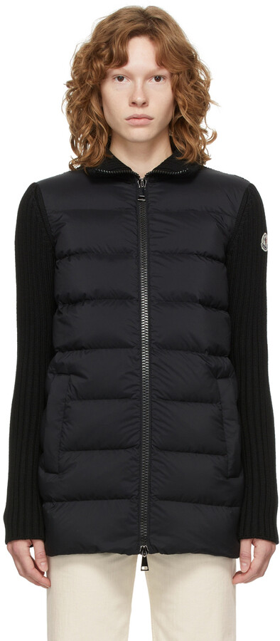 Moncler Black Down Quilted Cardigan Jacket - ShopStyle