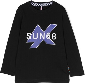Sun 68 logo-print long-sleeved T-shirt