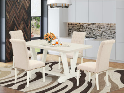 Wildon Home Steinhatchee 5 - Piece Rubberwood Solid Wood Dining Set