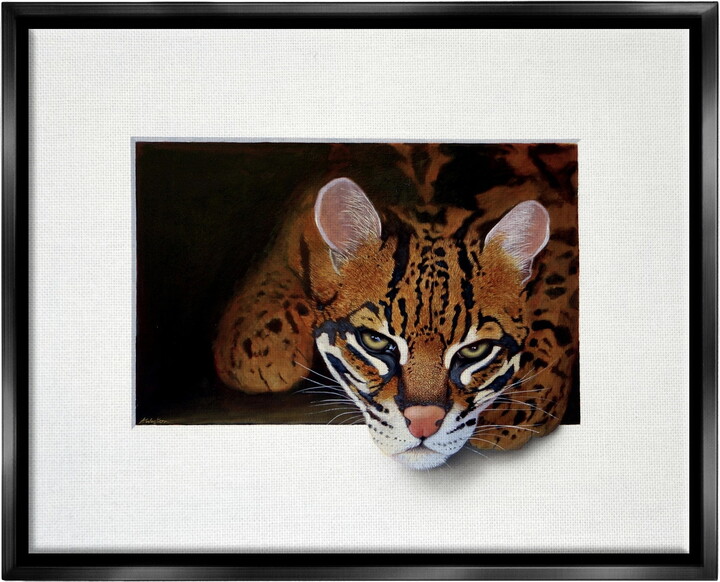 Stupell Industries Menacing Cheetah Glaring Jungle Cat Obscure Painting Painting Jet Black Floating Framed Canvas Print Wall Art, Design by Alan Weston