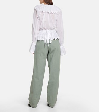 Etro Lace-trimmed ruffled cotton top
