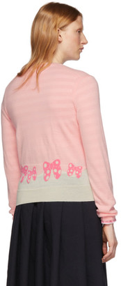 COMME DES GARÇONS GIRL Girl Pink and White Disney Edition Ribbons Cardigan
