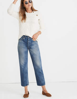 Madewell Button-Detail Cableknit Pullover Sweater