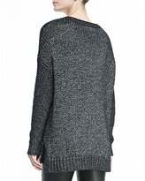 Thumbnail for your product : Vince Metallic V-Neck Knit Sweater, Black