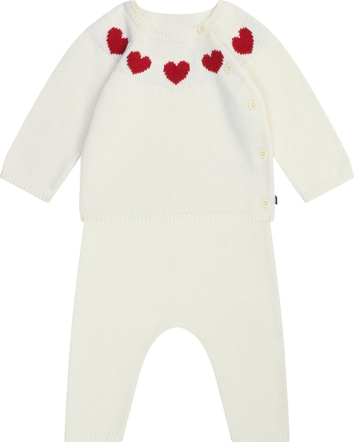 Petit Bateau Wool-Cotton Knitted Cardigan and Trousers Set