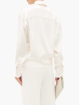 Thumbnail for your product : Saint Laurent Tie-waist Silk-charmeuse Blouse - Ivory