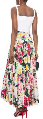 Dolce & Gabbana Gathered Floral-print Cotton-poplin Maxi Skirt