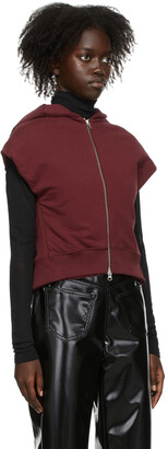 MM6 MAISON MARGIELA Burgundy Short Sleeve Full-Zip Sweatshirt