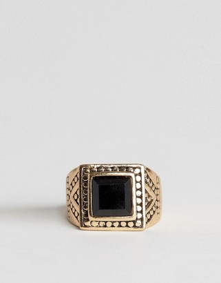 Reclaimed Vintage Black Stone Sqaure Ring