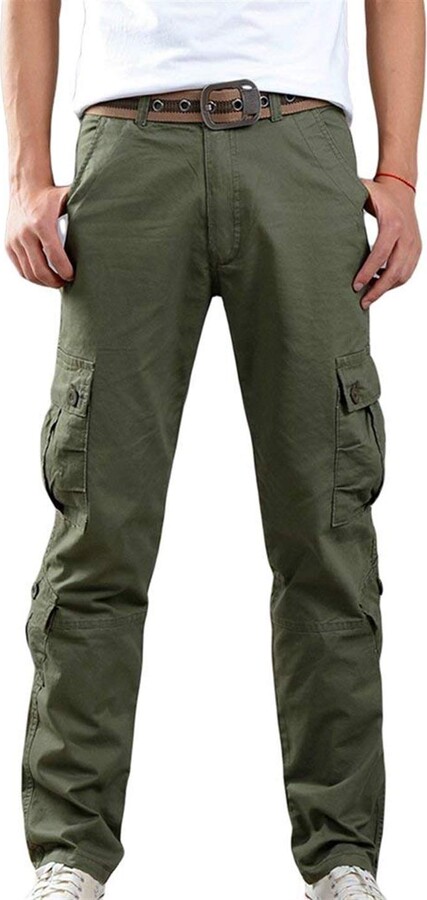 KAM Mens Big Size Relaxed Fit Cotton Combat/Cargo Pants in Khaki