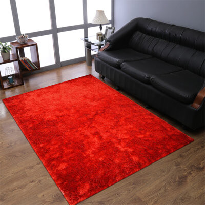 Get My Rugs LLC Fluffy HAND TUFTED SHAG POLYESTER ECO-FRIENDLY AREA RUGS - Light Red Color | Solid Design