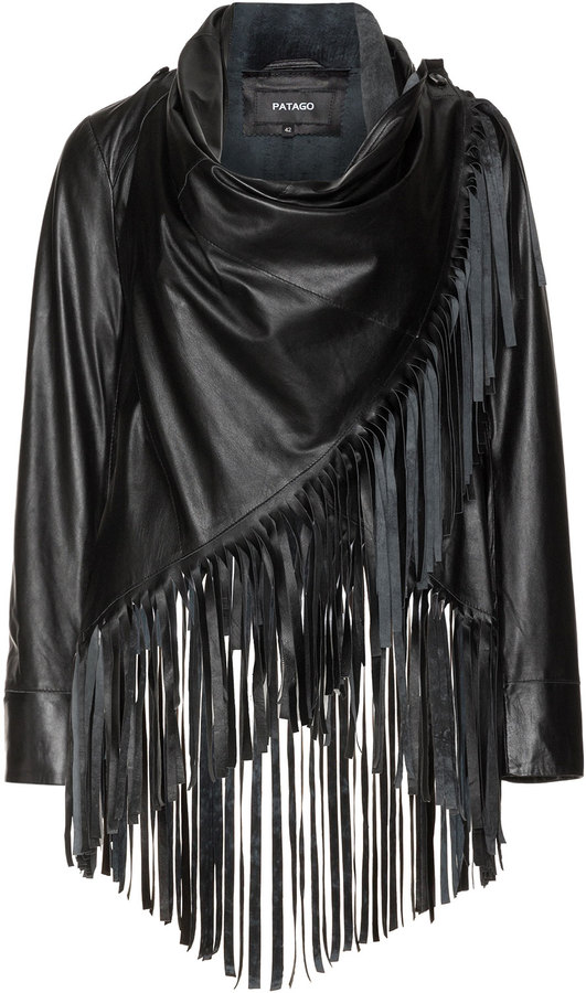 Patago Plus Size Fringed leather jacket - ShopStyle