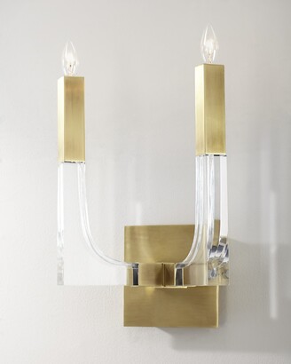 John-Richard Collection Acrylic and Brass Double-Light Wall Sconce